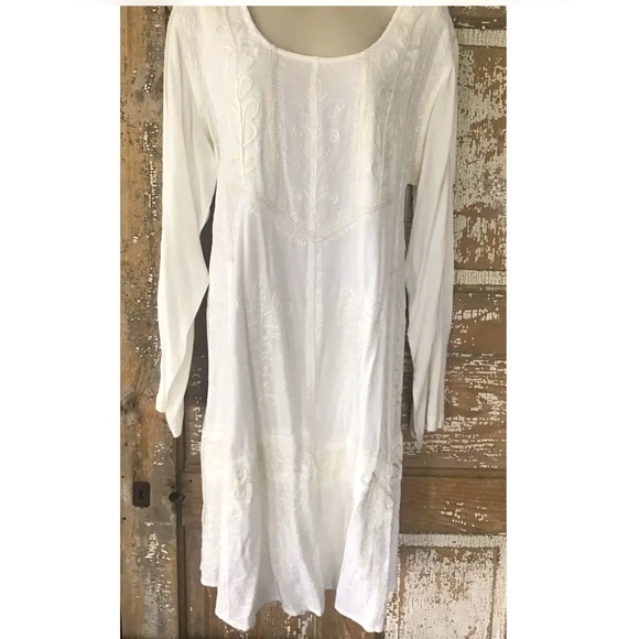 holy clothing Dresses & Skirts - NWT Holy Clothing TIMANDRA MIDI DRESS XL/1X  WHITE Embroidered Boho Gown